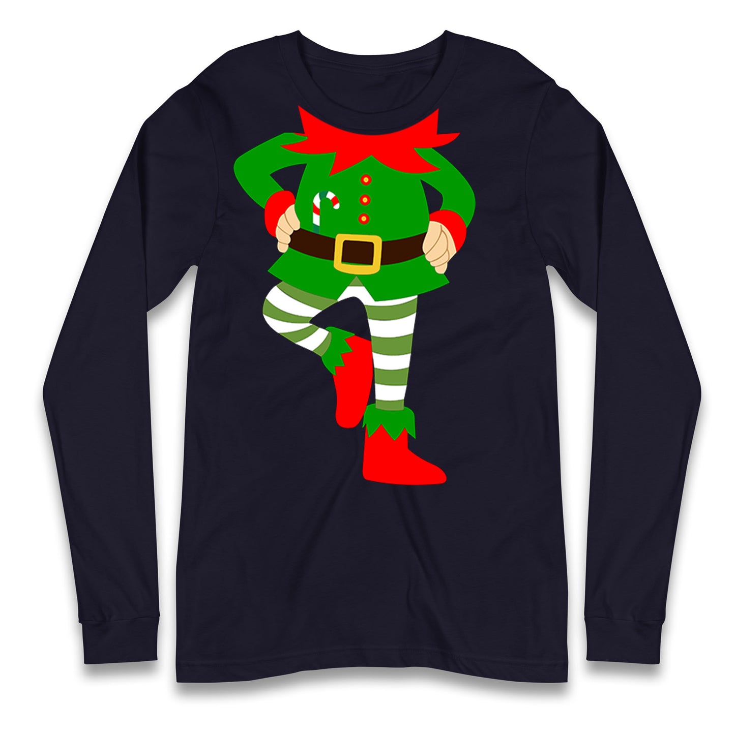 Personalise Christmas Party Wear Elf Long Sleeve T Shirt