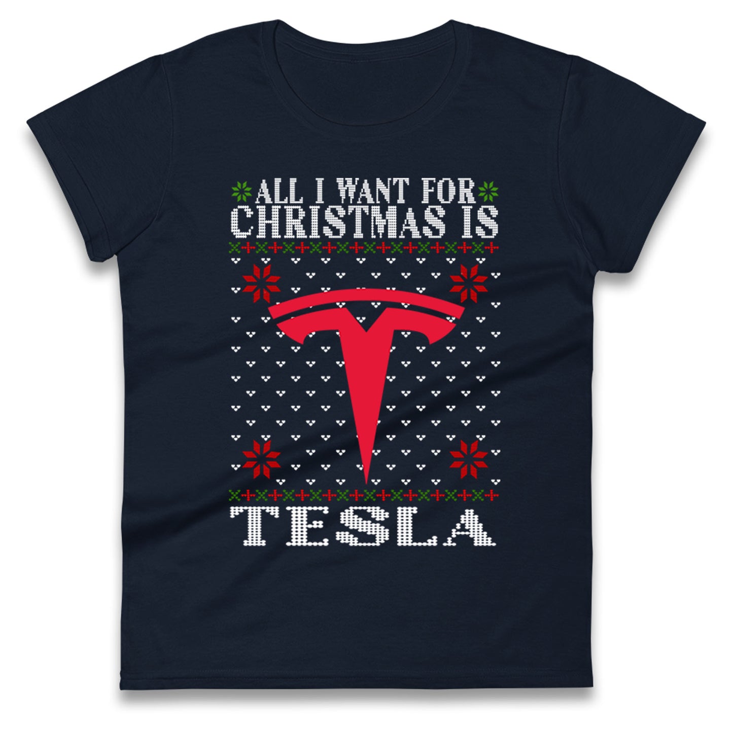 tesla christmas womens t shirt