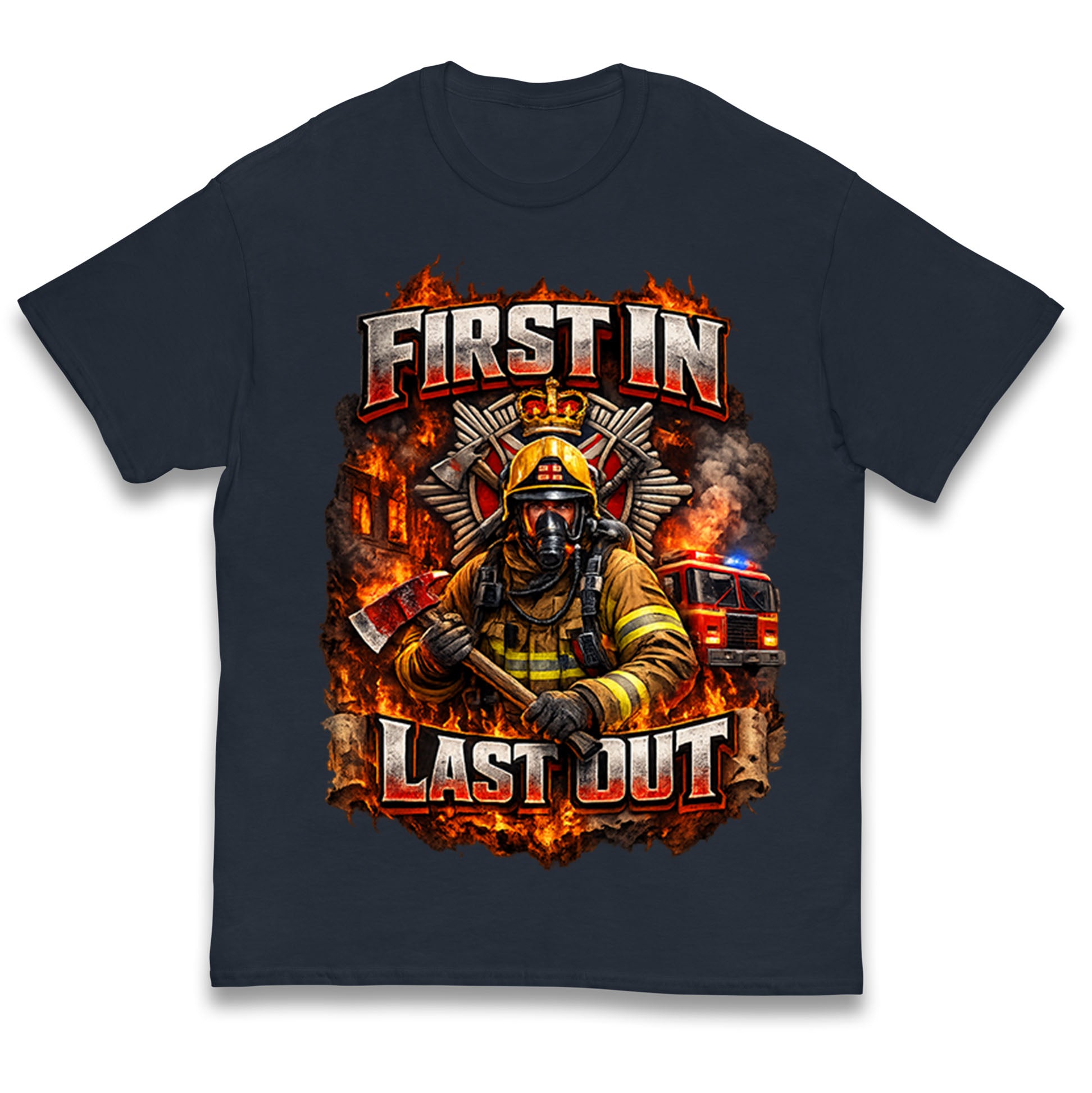 Firefighter First in Last Out Kids T Shirt