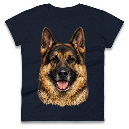 German Shepherd Dog Face Ladies T Shirt