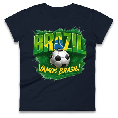 Brazil Retro Football Ladies T Shirt