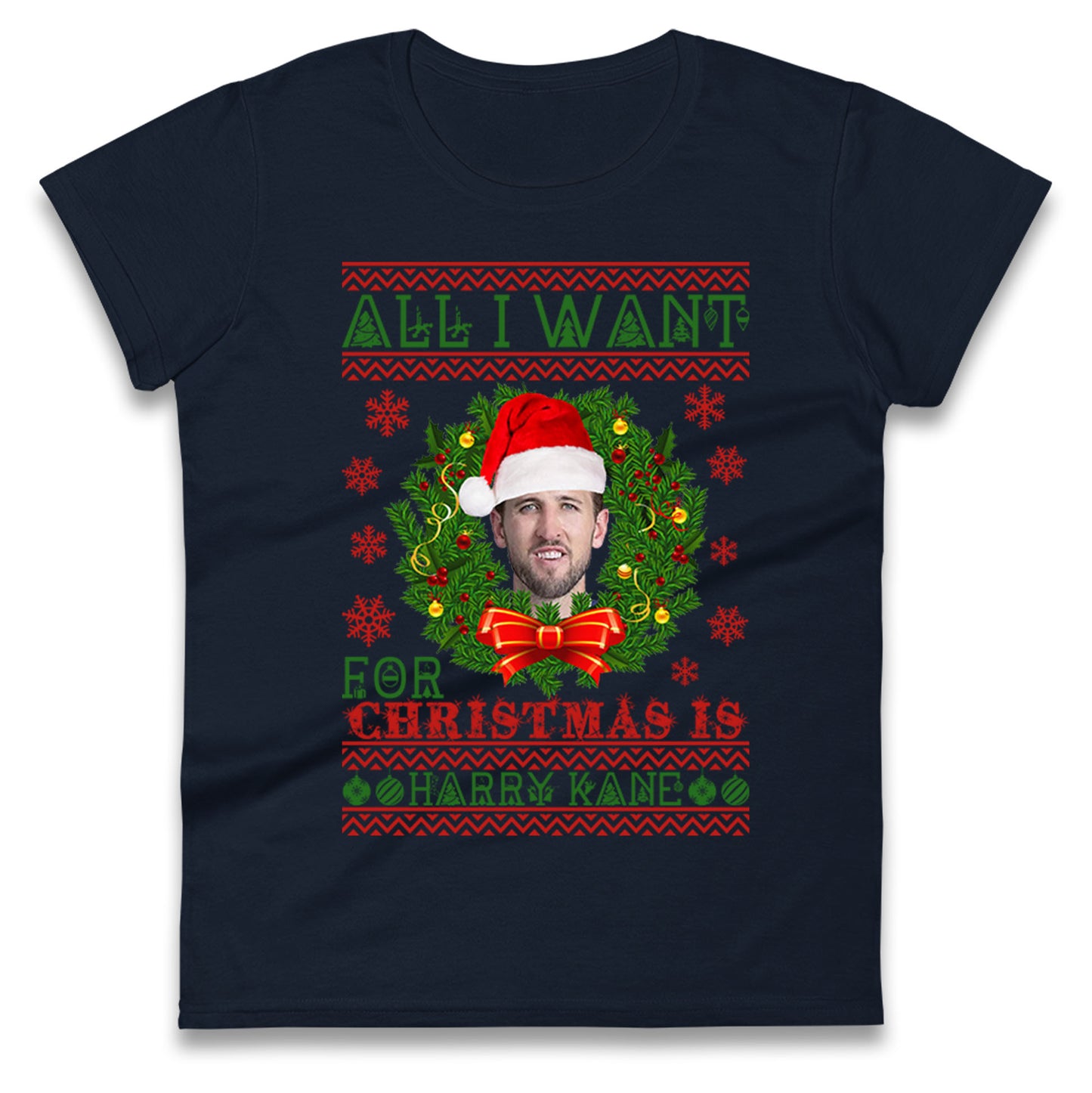 harry kane christmas womens t shirt
