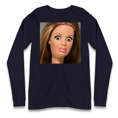 Funny Distressed Doll Face Meme Longsleeve T Shirt