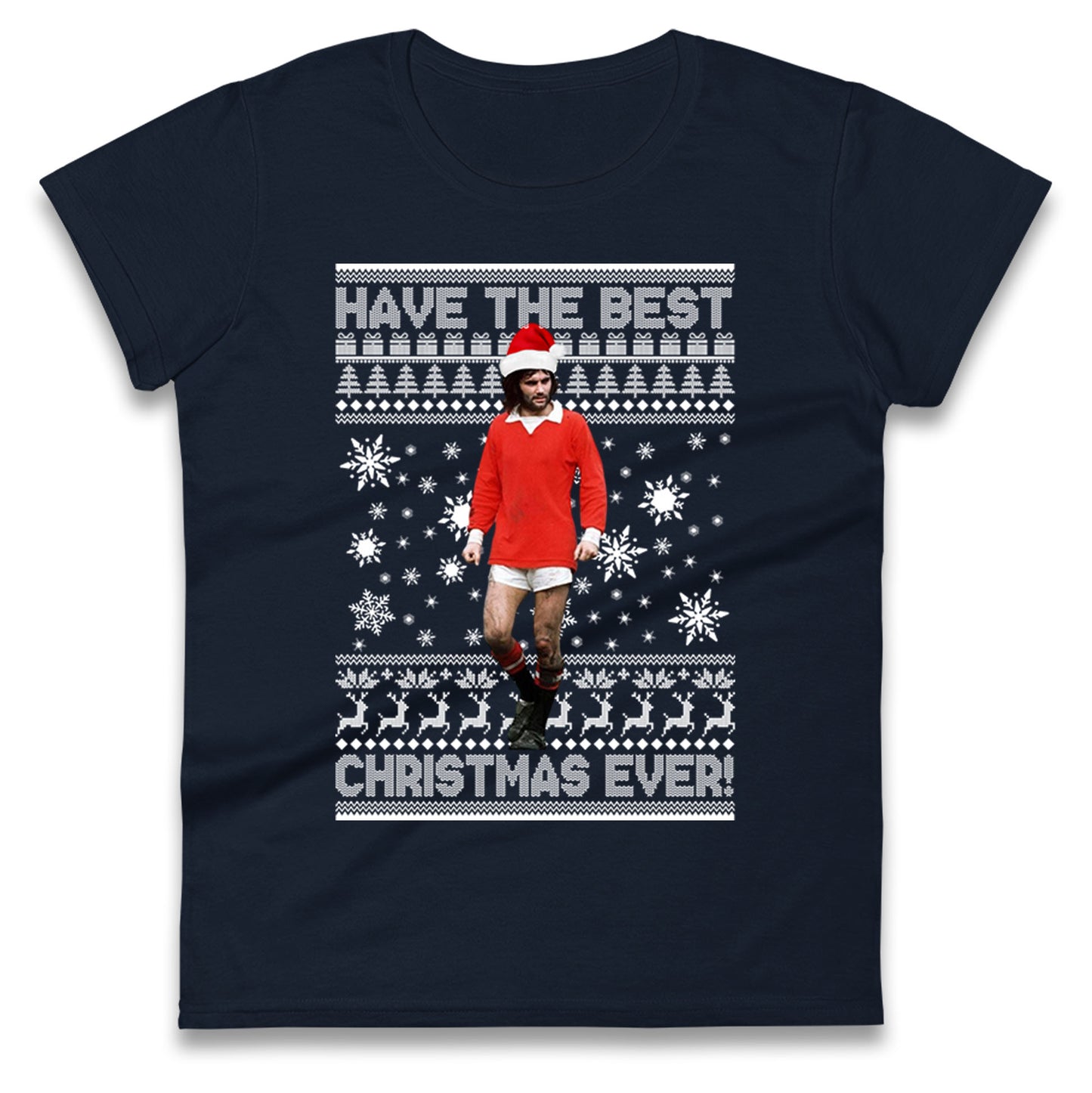 Christmas George Best Ladies T Shirt