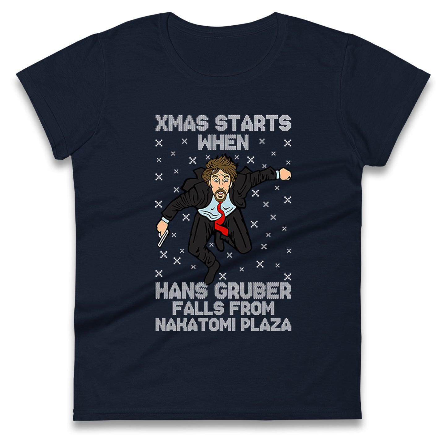 hans gruber falling womens t shirt