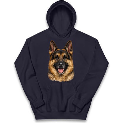 German Shepherd Dog Face Kids Hoodie