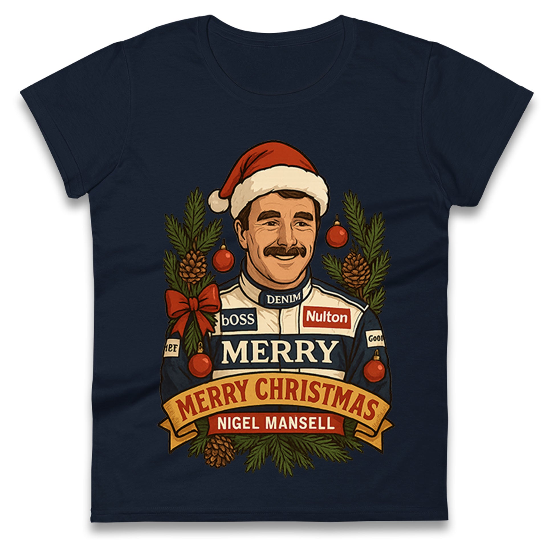 Nigel Mansell Christmas Ladies T Shirt 