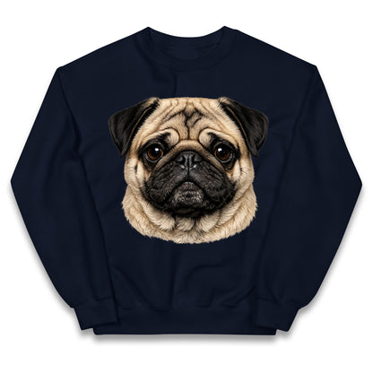 Pug Dog Face Kids Jumper