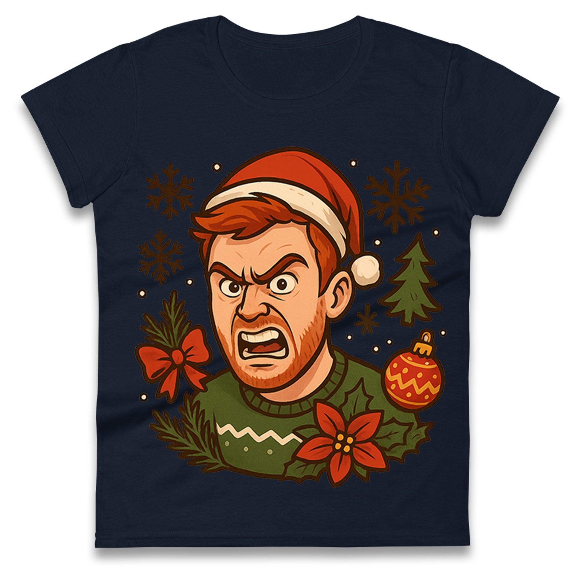 Angry Ginge Christmas Ladies T Shirt