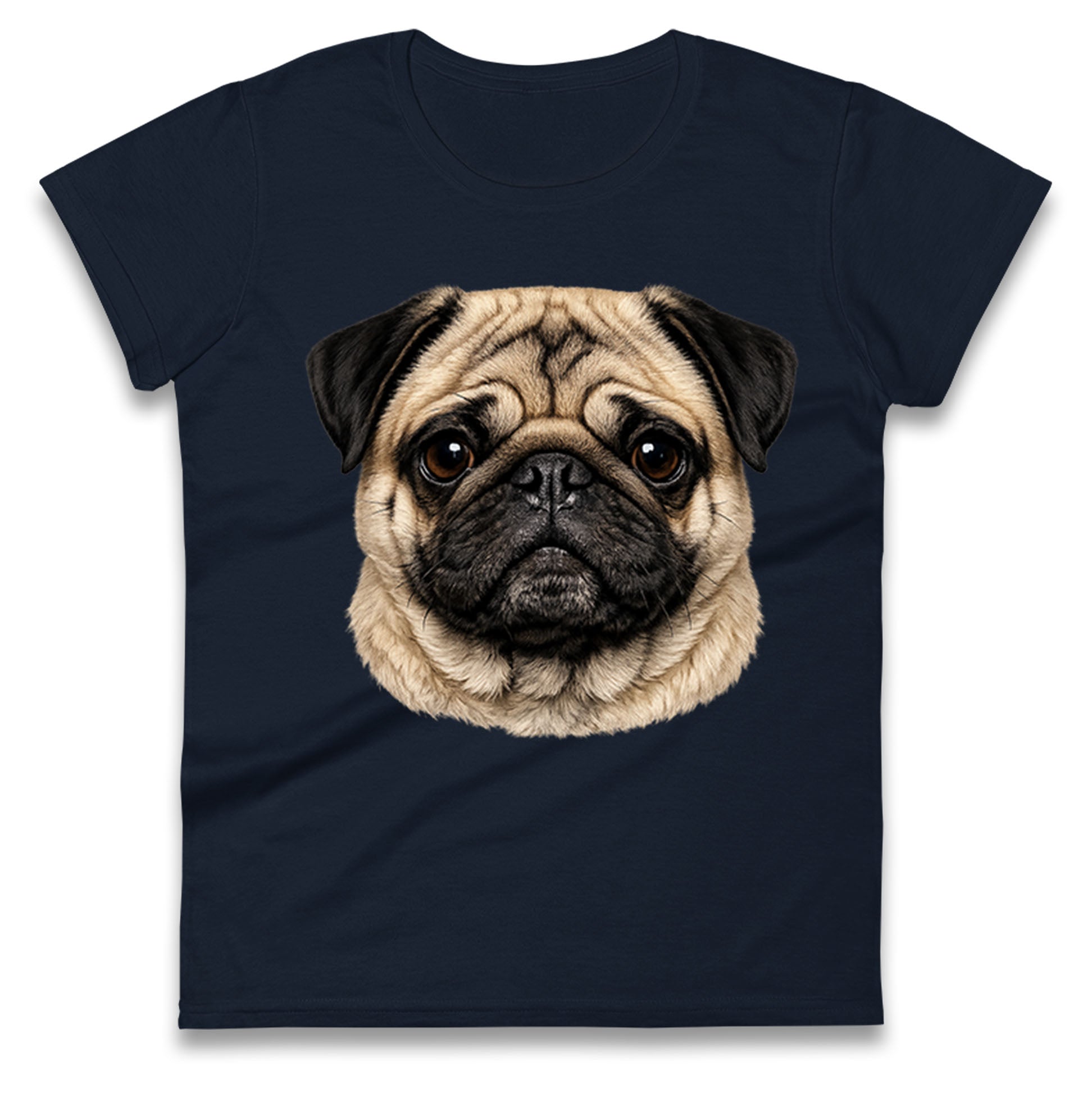 Pug Dog Face Ladies T Shirt