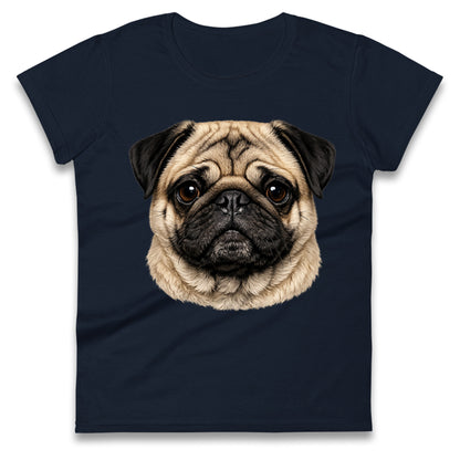 Pug Dog Face Ladies T Shirt