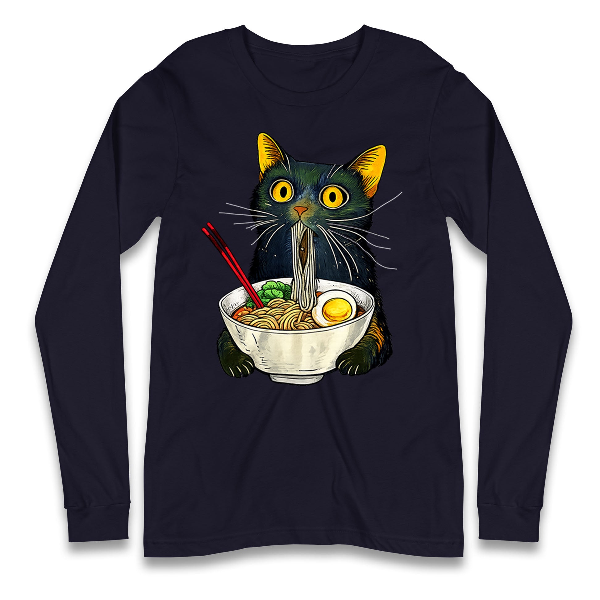 Ramen Noodle Black Cat Foodie  Longsleeve T Shirt 