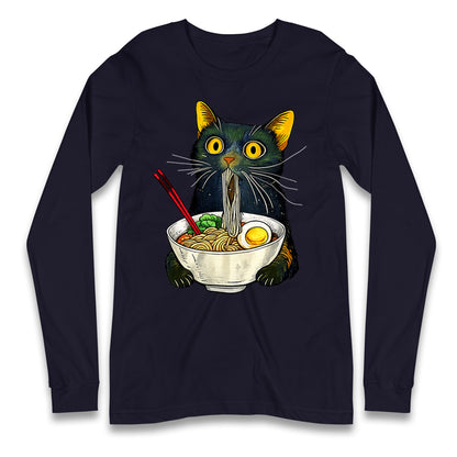 Ramen Noodle Black Cat Foodie  Longsleeve T Shirt 
