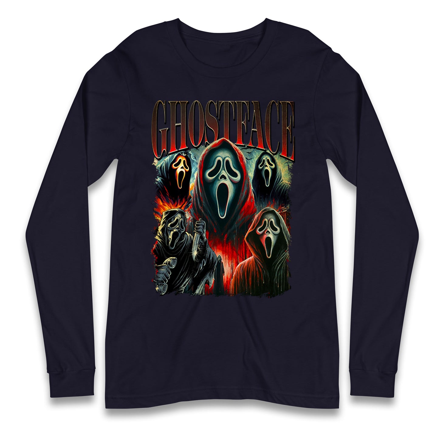 Ghost Face Halloween Bootleg Long Sleeve T Shirt