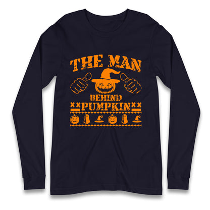 The Man Behind Pumpkin Halloween Long Sleeve T Shirt