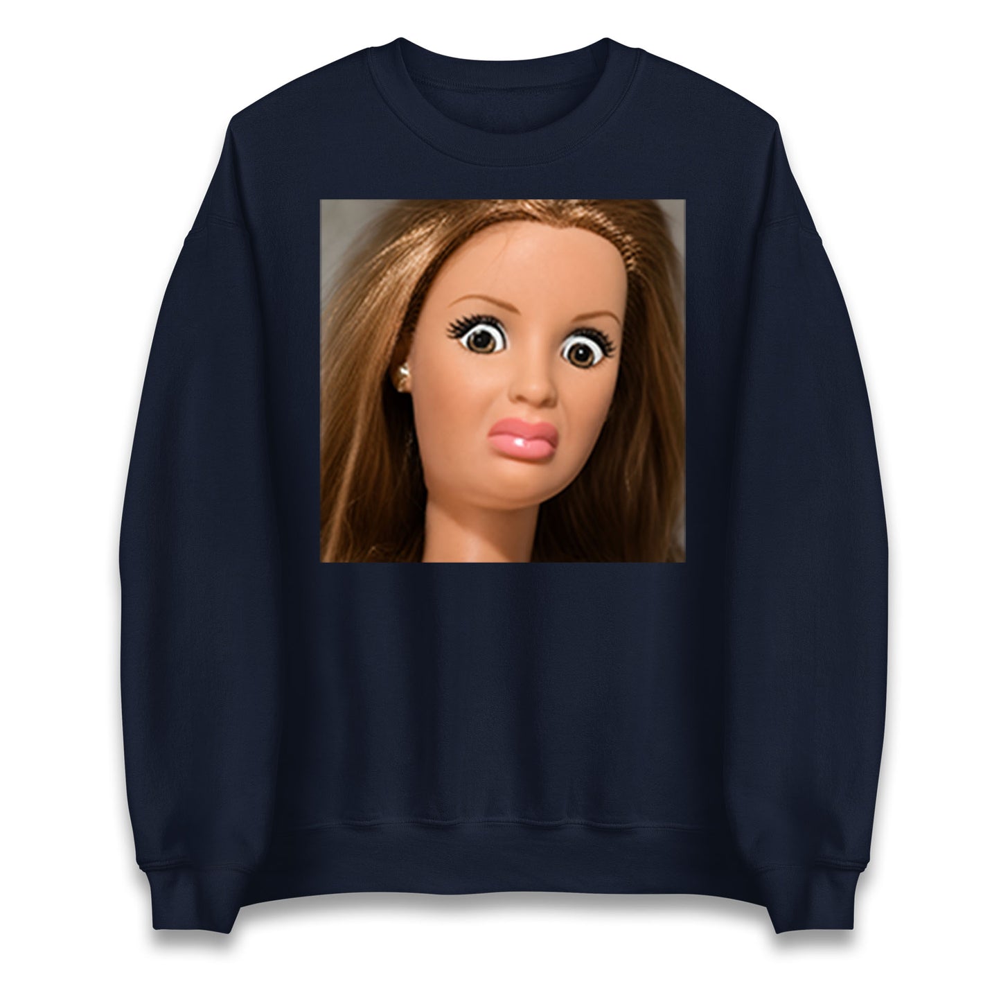 Funny Distressed Doll Face Meme Jumper