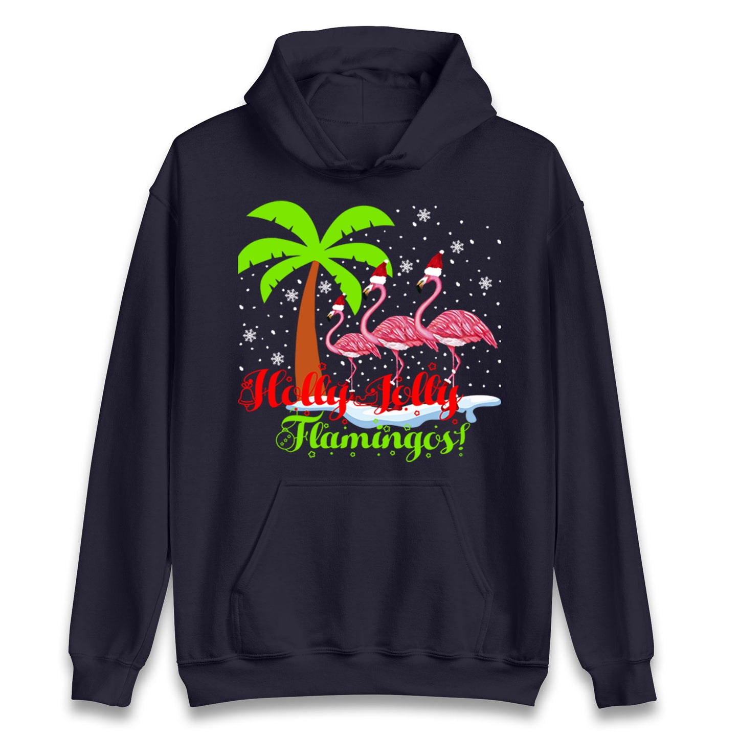 Holly Jolly Flamingos Christmas Unisex Hoodie