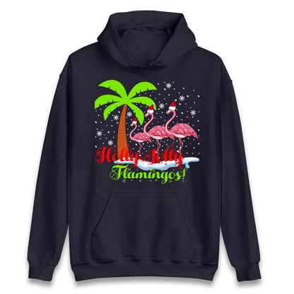 Holly Jolly Flamingos Christmas Unisex Hoodie