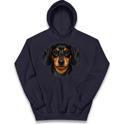 Dachshund Dog Face Kids Hoodie