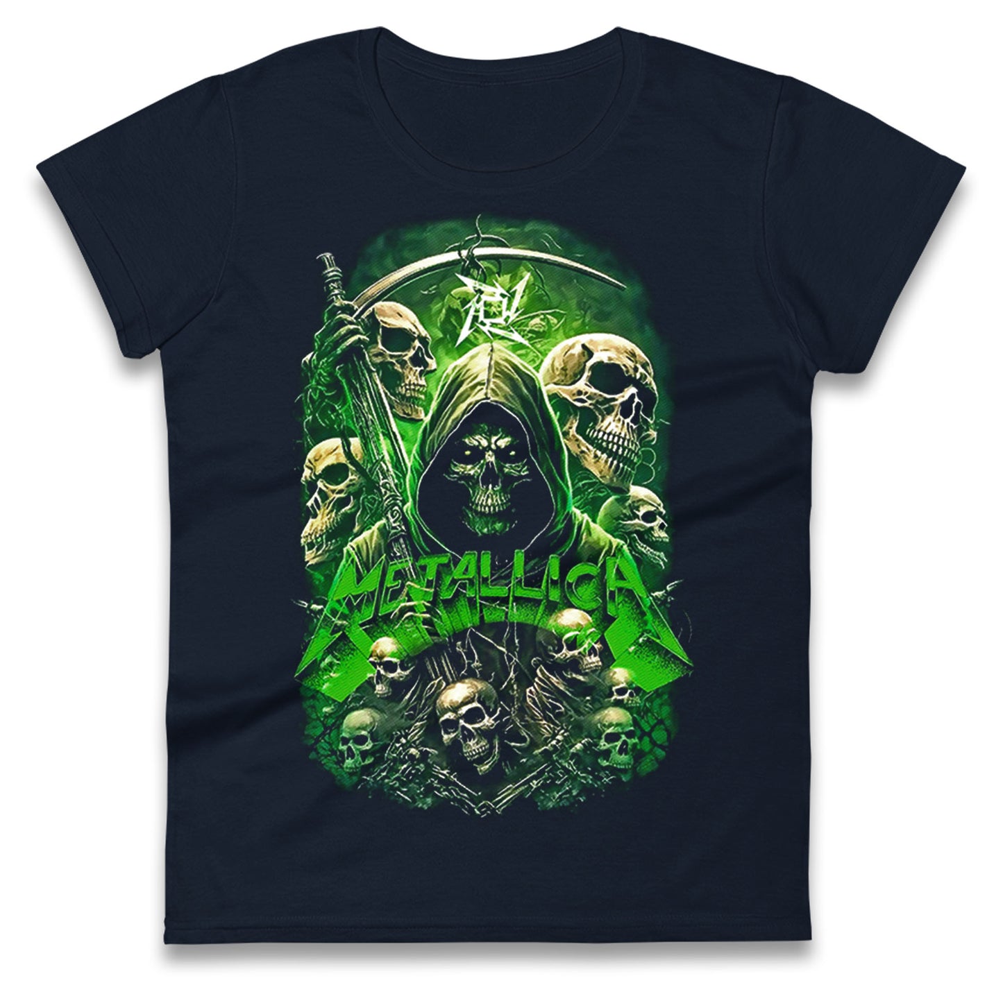 Metallica Green Skulls Ladies T Shirt