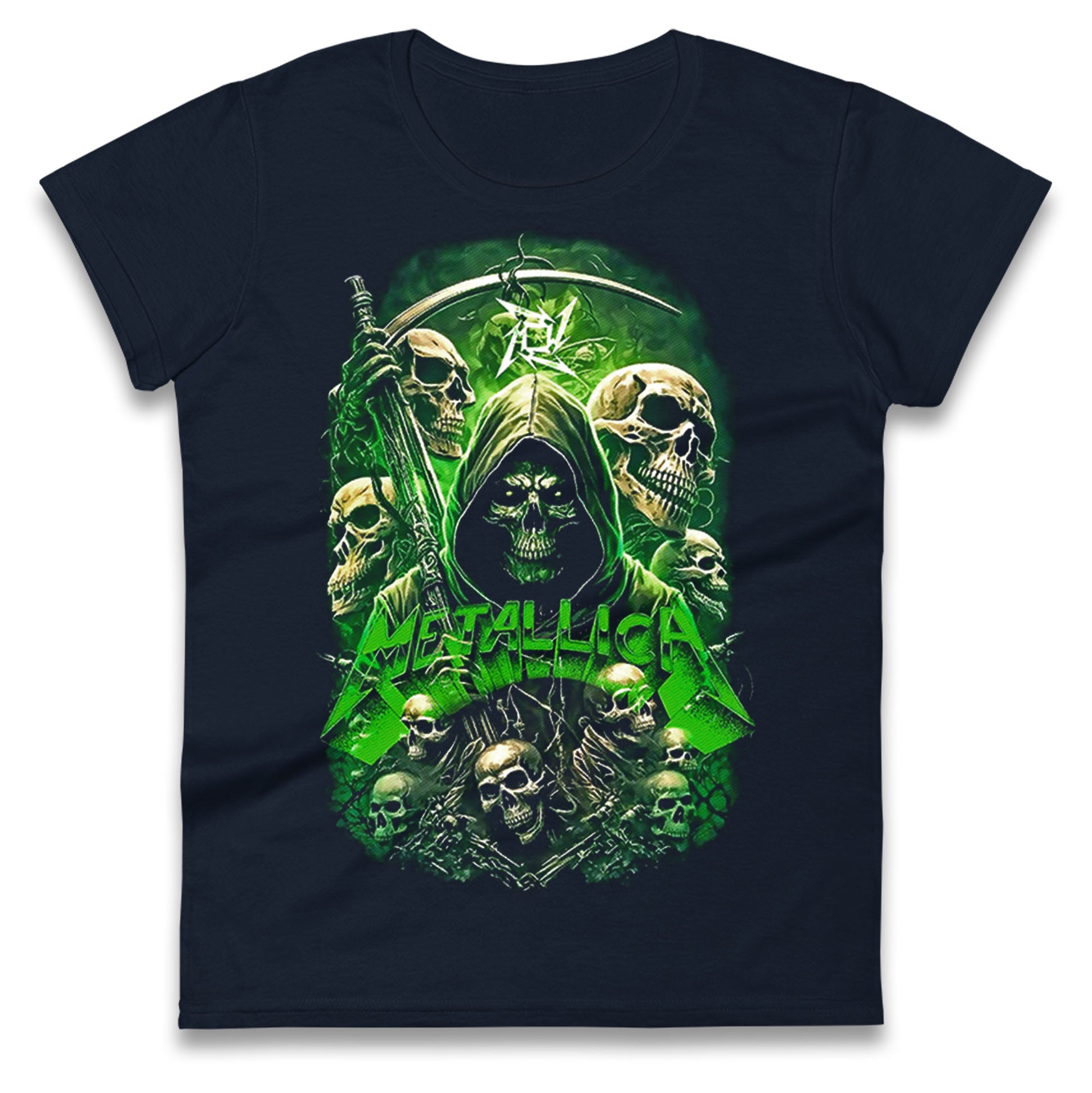 Metallica Green Skulls Ladies T Shirt