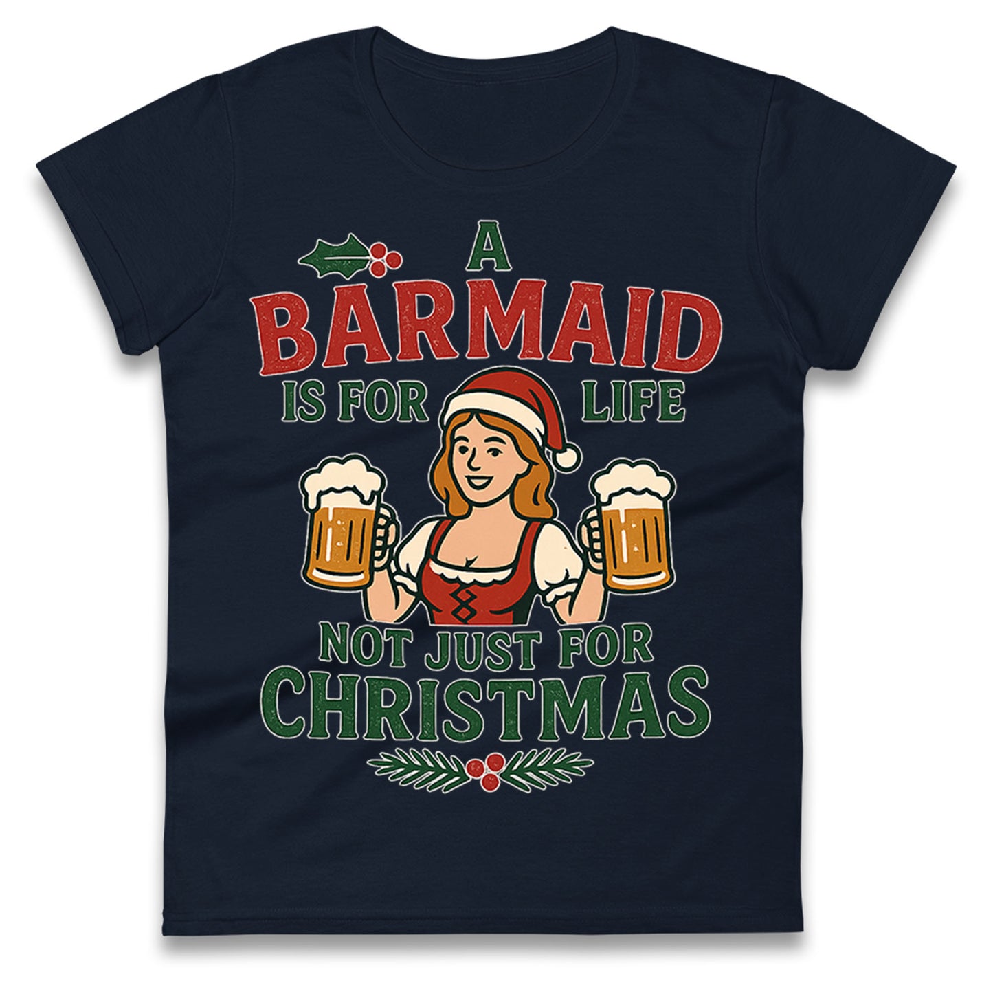 Barmaid Xmas Ladies T Shirt