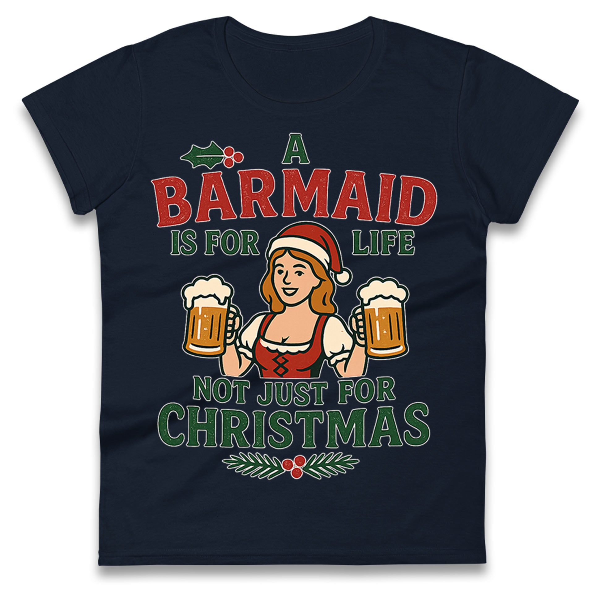 Barmaid Xmas Ladies T Shirt