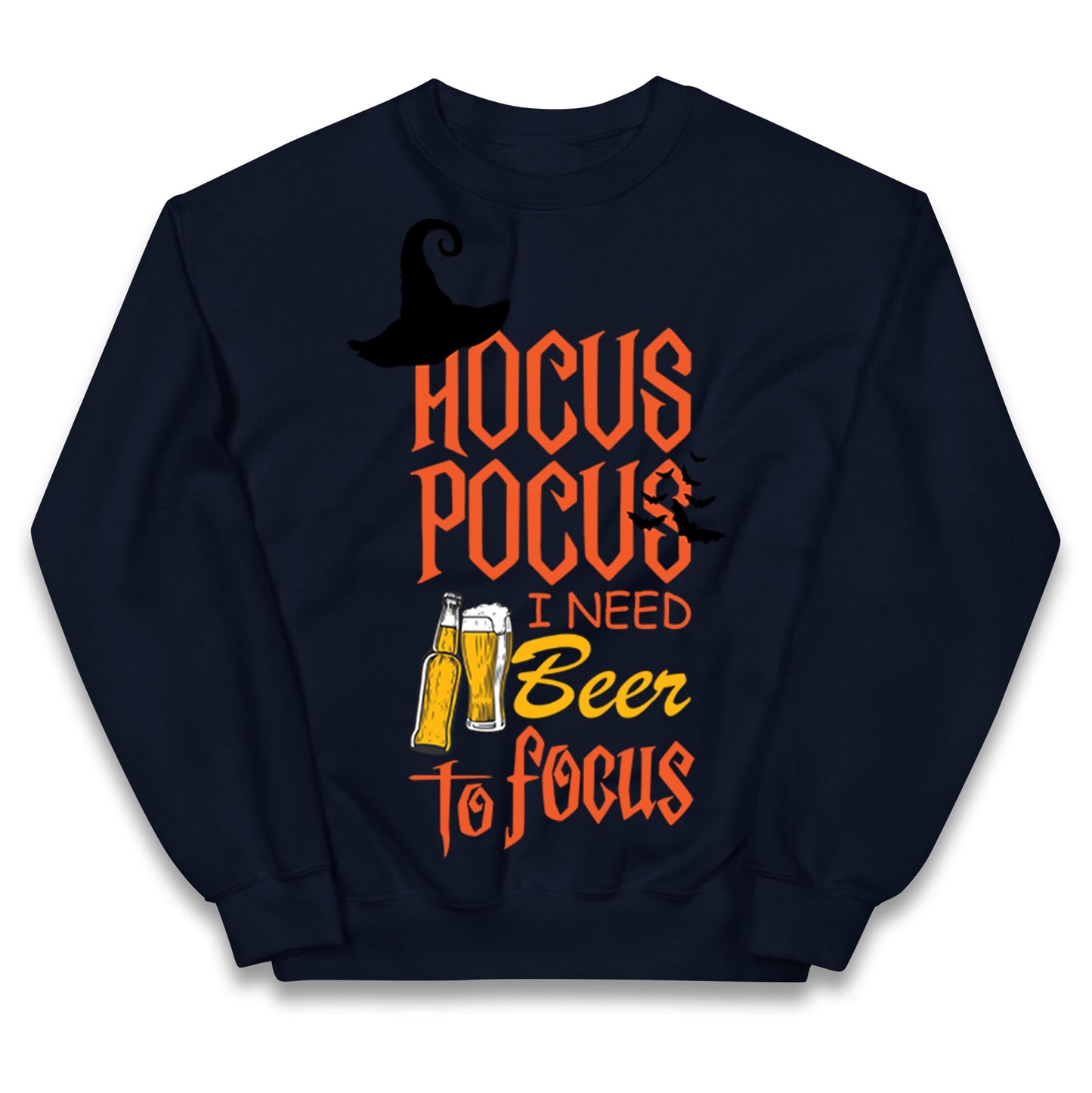 Hocus Pocus I Need Beer To Focus Halloween Jumper
