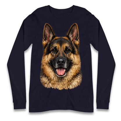 German Shepherd Dog Face Longsleeve T Shirt
