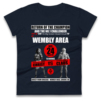 Jesus Christ Vs Santa Claus Ladies T Shirt