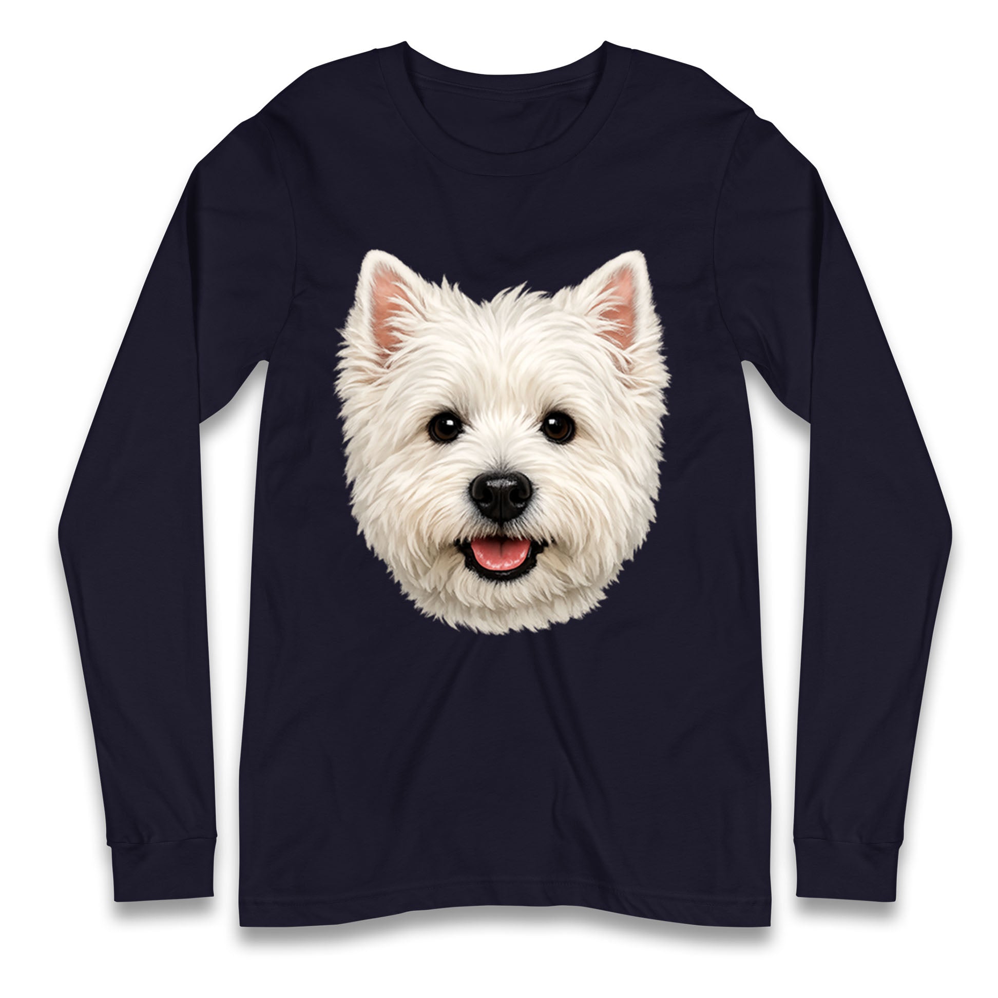 West Highland White Terrier Dog Face Longsleeve T Shirt