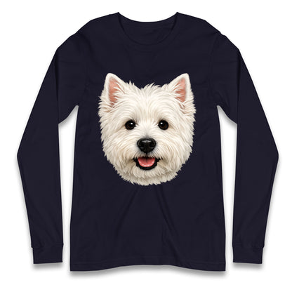 West Highland White Terrier Dog Face Longsleeve T Shirt