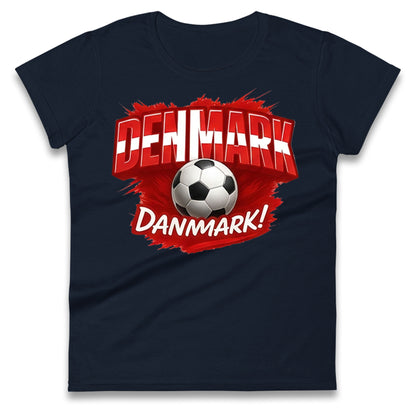 Denmark Retro World Cup Ladies T Shirt 