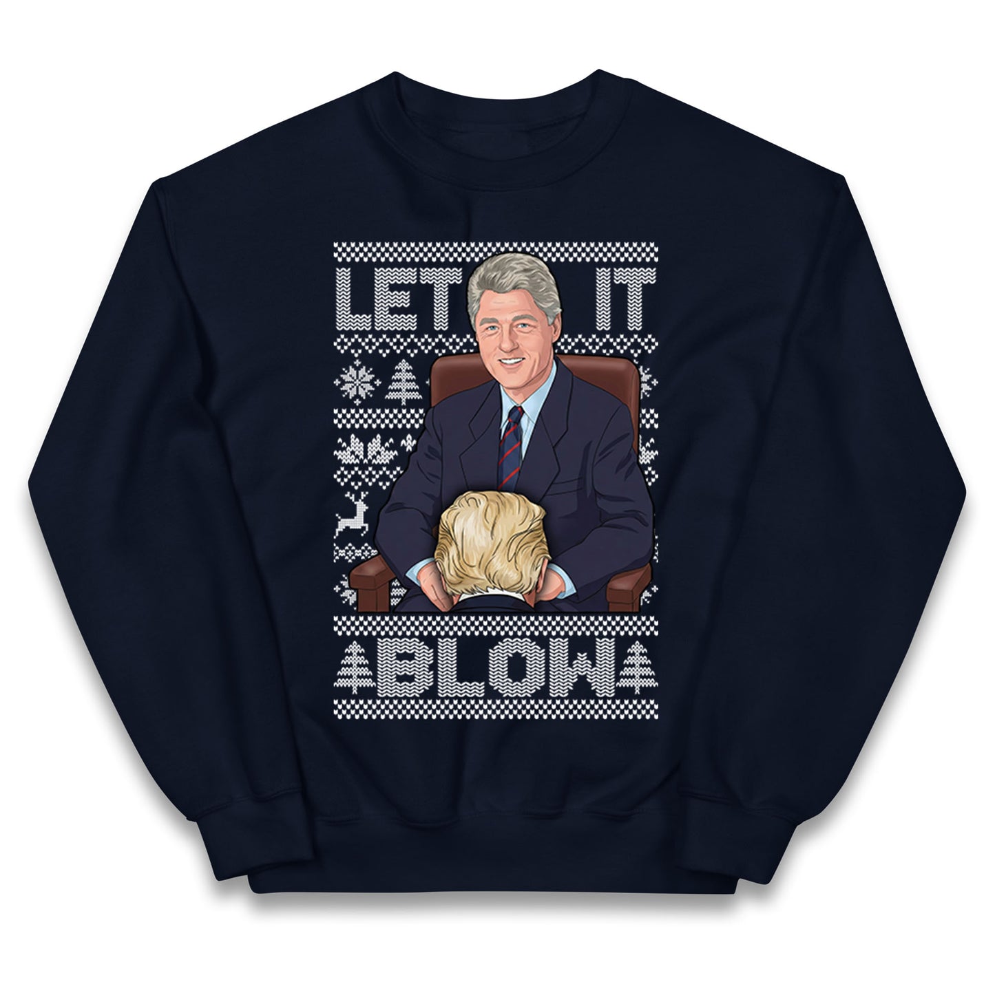 Let it Blow Donald Trump & Bill Clinton Christmas Kids Jumper