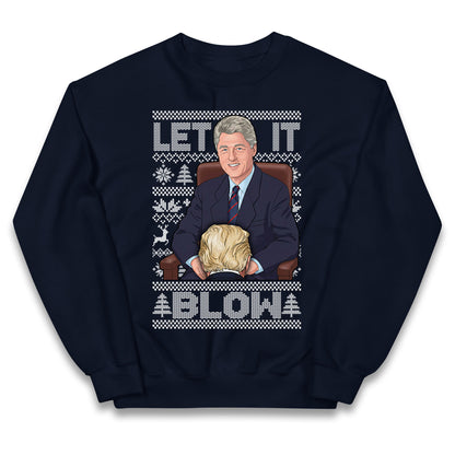 Let it Blow Donald Trump & Bill Clinton Christmas Kids Jumper
