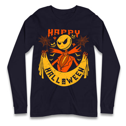 Jack Skellington Happy Halloween Long Sleeve T Shirt