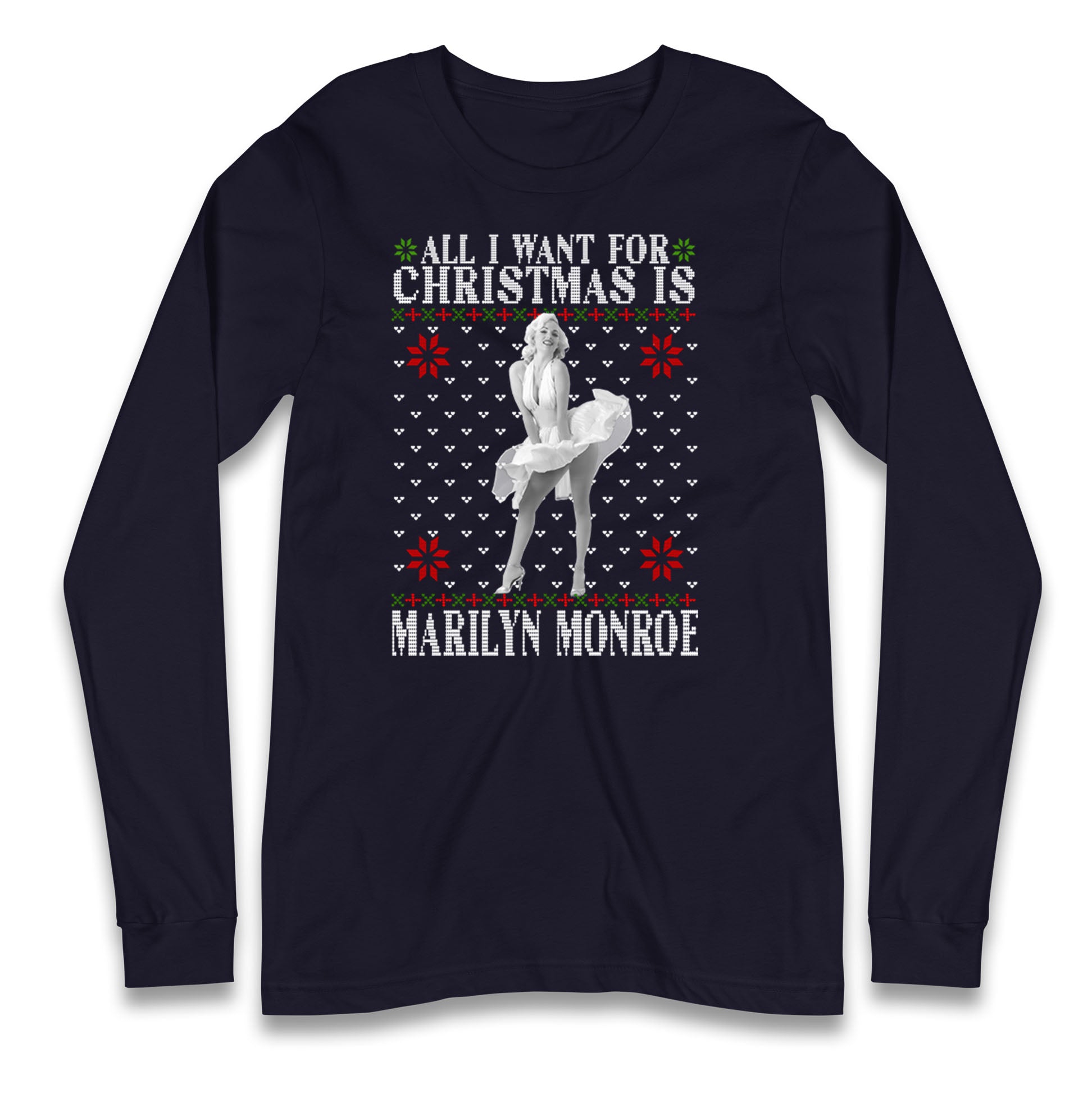 marilyn monroe christmas long sleeve t shirt