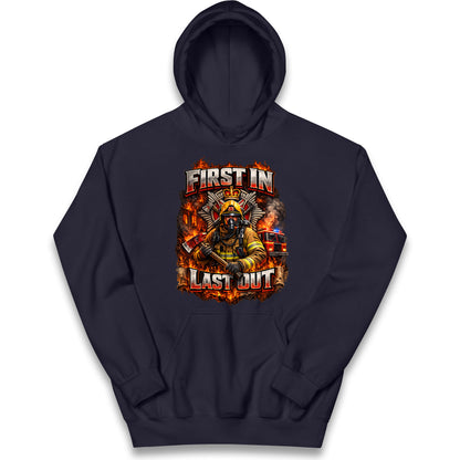 Firefighter First in Last Out Kids Hoodie