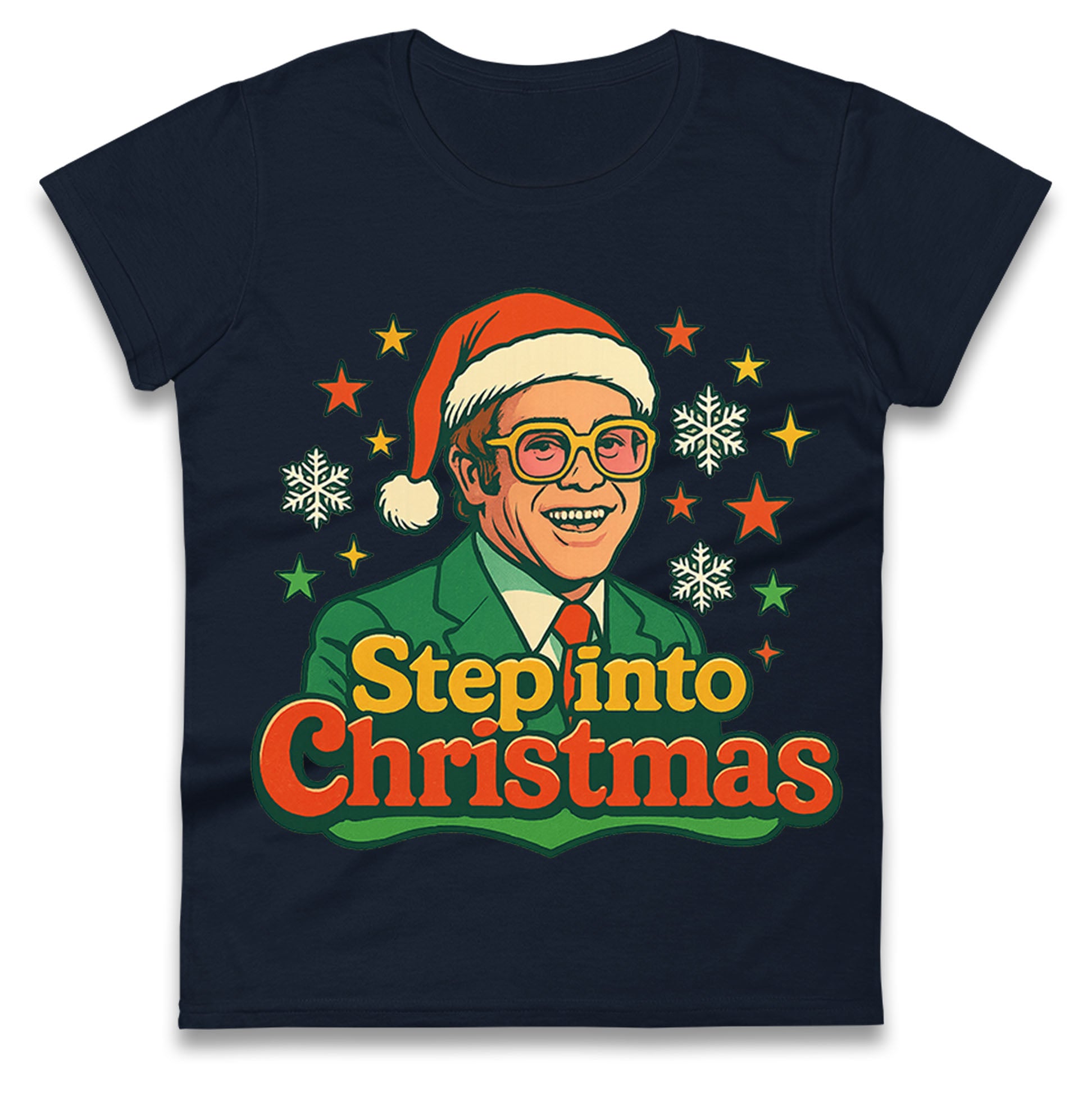 Elton John Christmas Ladies T Shirt 