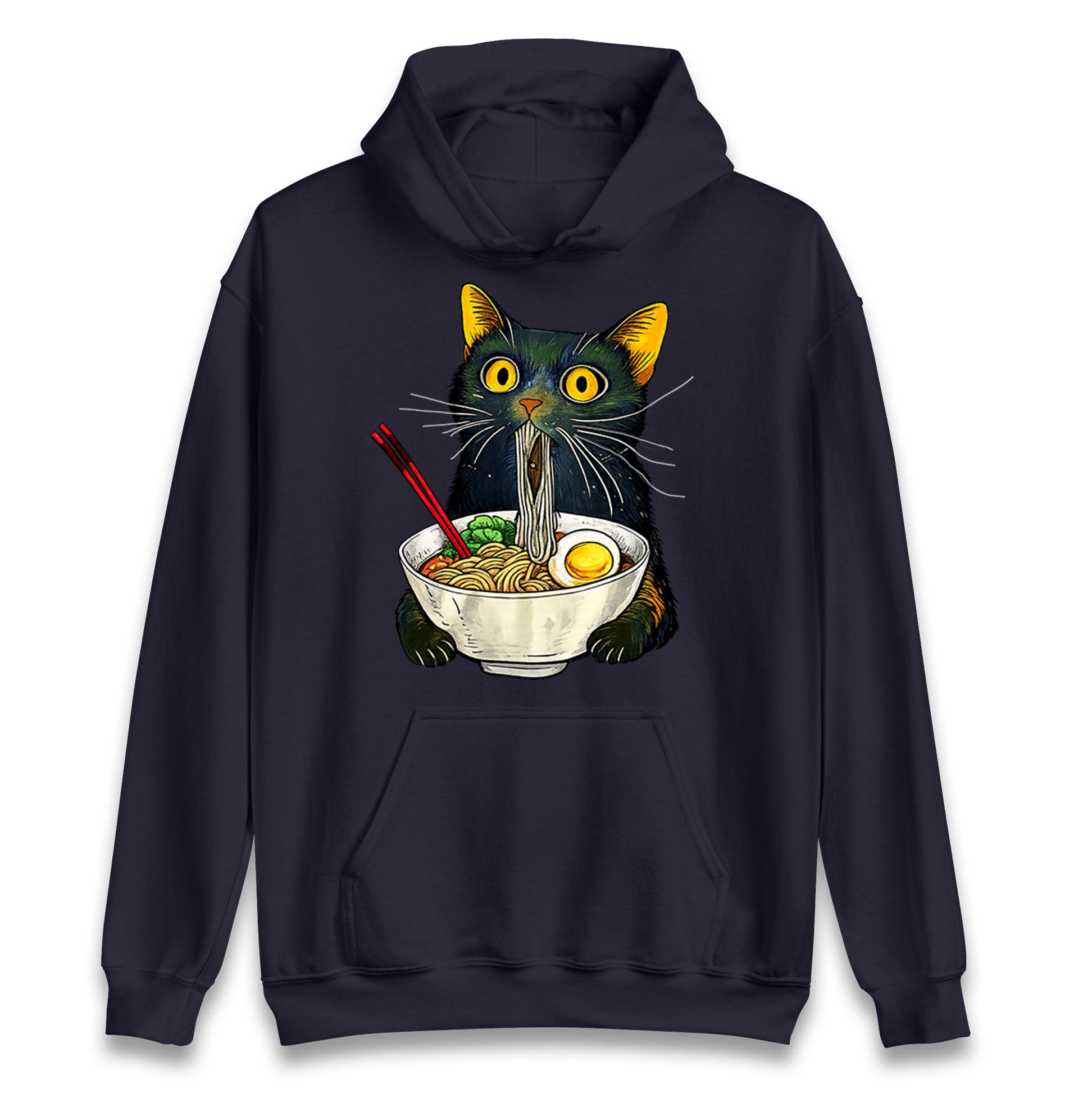 Ramen Noodle Black Cat Foodie Lover Meme Hoodie