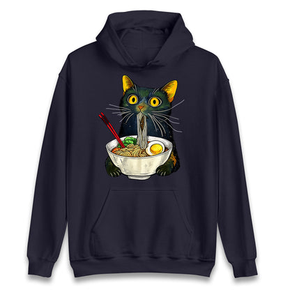 Ramen Noodle Black Cat Foodie Lover Meme Hoodie