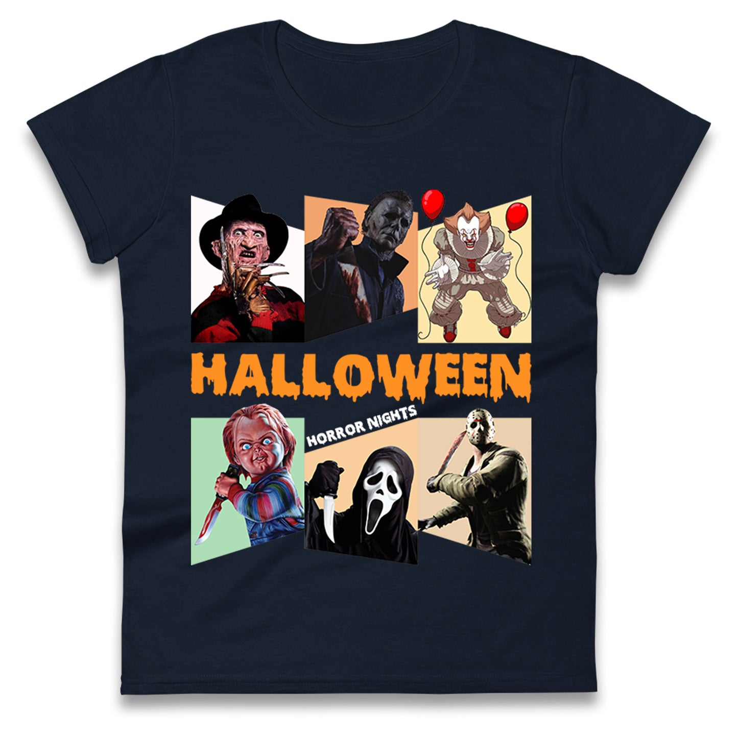 Horror Characters Halloween Horror Nights Womens t shirts