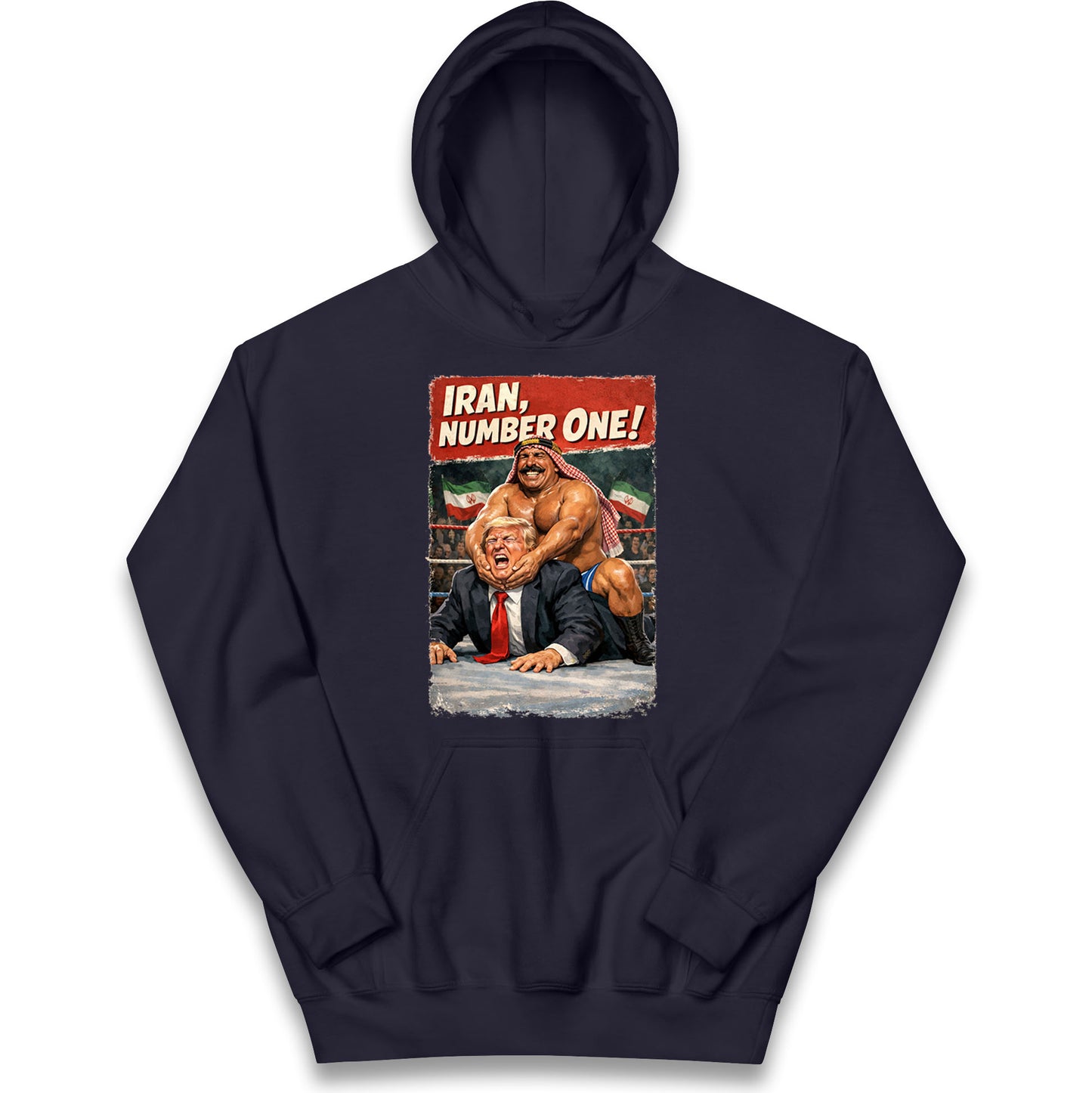 Donald Trump Iron Sheik Iran Wrestling Kids Hoodie