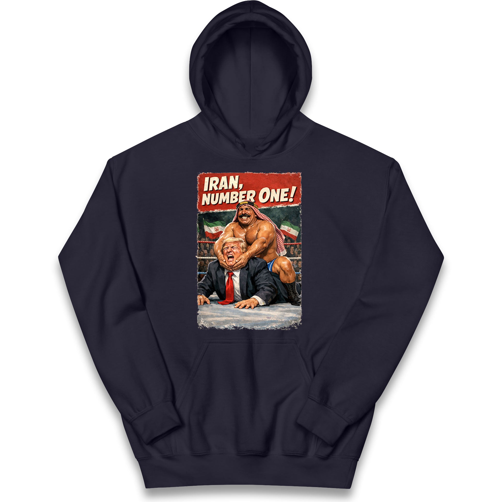 Donald Trump Iron Sheik Iran Wrestling Kids Hoodie