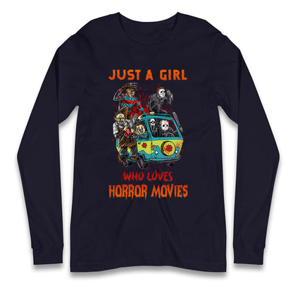 Just A Girl Who Loves Horror Movies Halloween T Shirt
