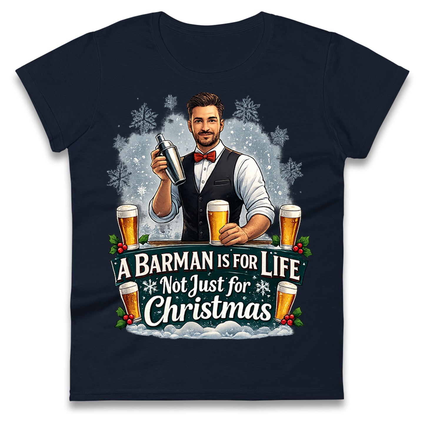 Barman Christmas Ladies T Shirt