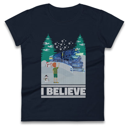 I Beleive Polar Express Christmas Womens t shirt