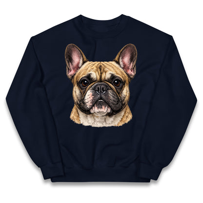 French Bulldog Face Kids Jumper