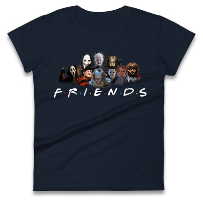 Horror Characters Friends Halloween Womens t shirts