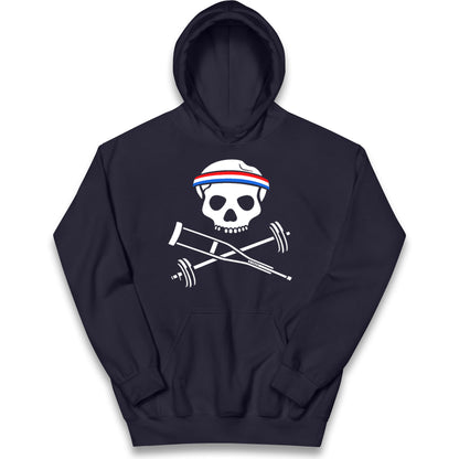 Johnny Knoxville Crutch Barbell and Bones Kids Hoodie